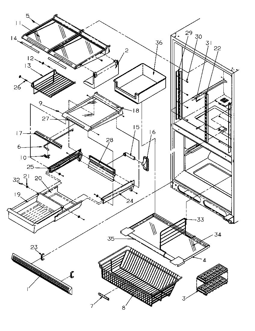 Refrigerator/freezer shelving
