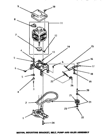 Motor, mounting bracket, belt, pump & idler assembly