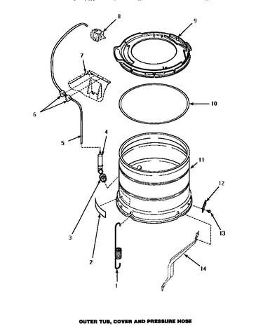 Outer tub, cover & pressure hose