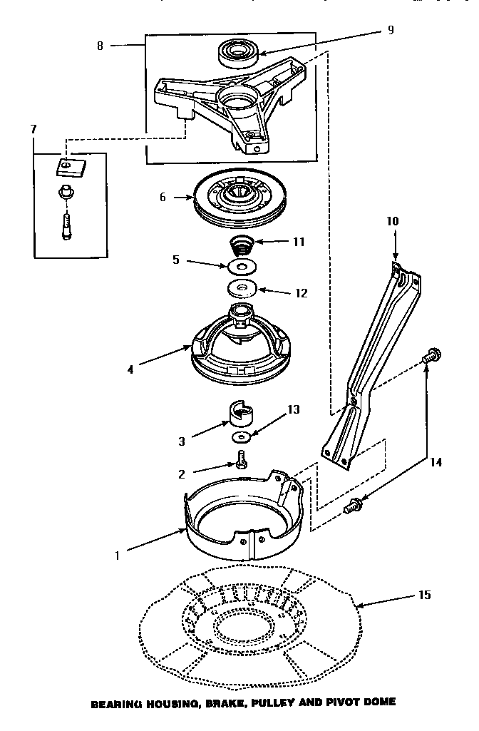 Bearing housing, brake, pulley & pivot dome