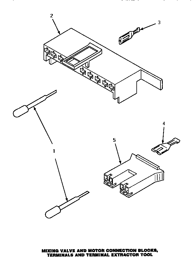 Mixing valve & motor connect blocks, terminals & extractor