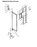 Refrigerator door hinge and trim parts