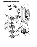 Freezer shelving and refrigerator light