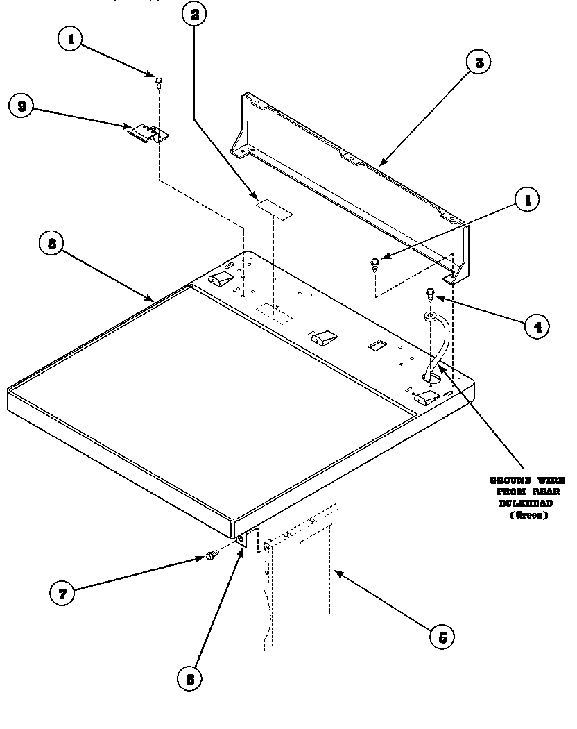 Cabinet top and control hood rear panel