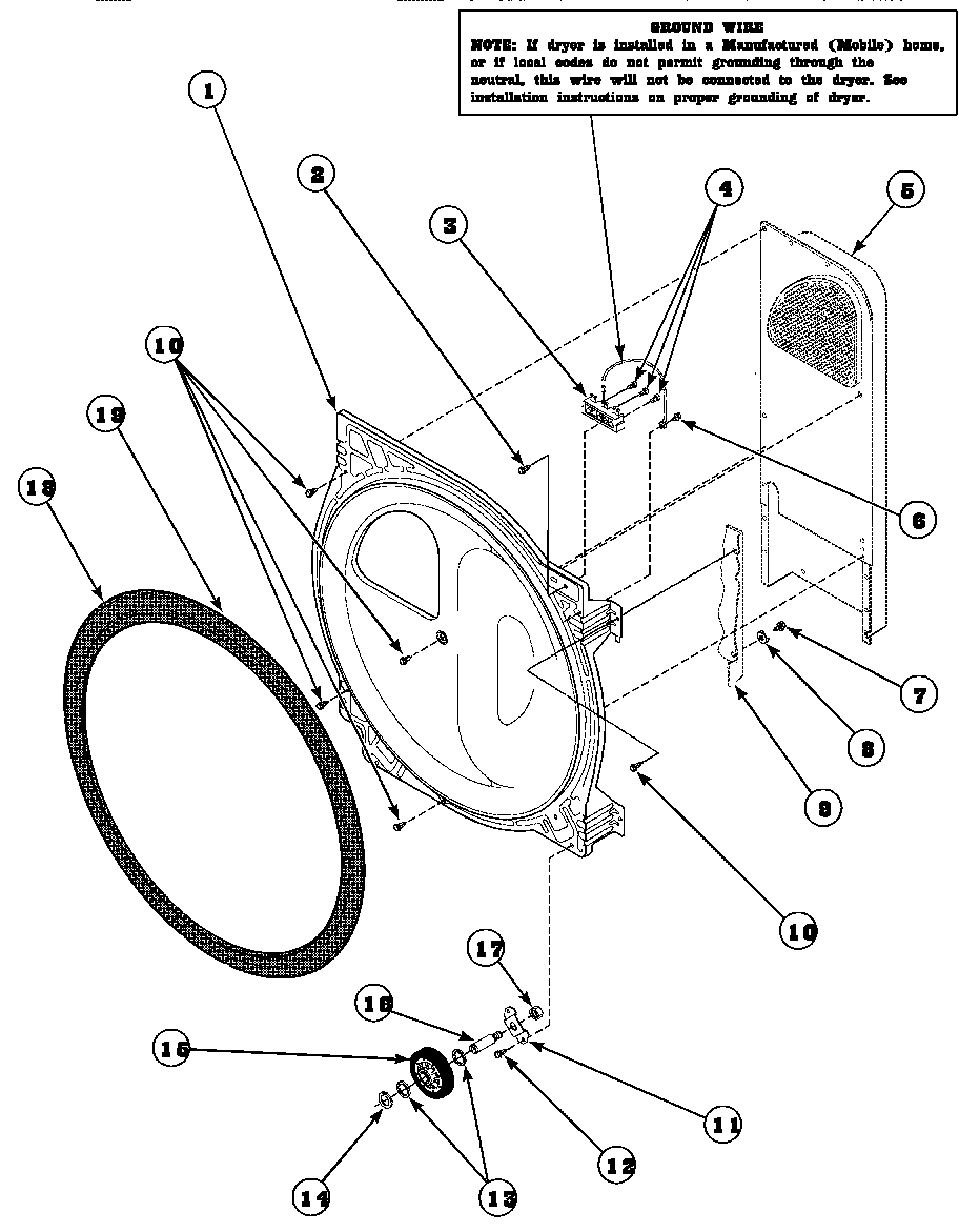 Rear bulkhead, felt seal, cylinder roller and terminal