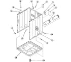 Amana LG8369L2/PLG8369L2 cabinet, exhaust duct and base diagram
