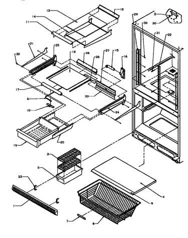 Refrigerator/freezer shelving (bq20rb/p1161502w) (bq20rb/p1161505w) (bs20rb/p1161507w)