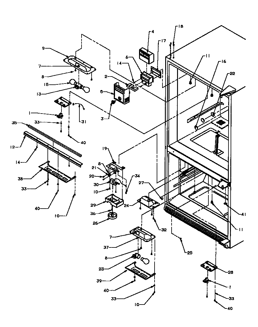 Refrigerator/freezer controls & light switches