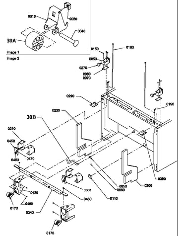 Bottom  hinge and roller assembly (brf20tlw/p1199201wl)