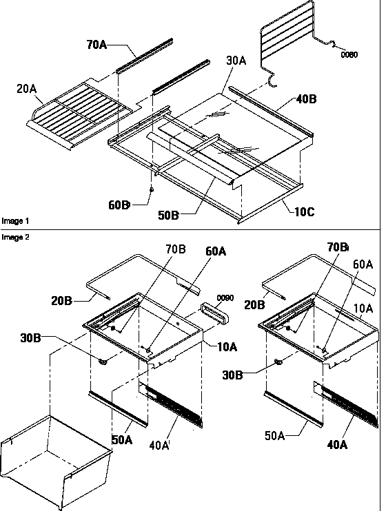 FREEZER SHELF/DELI/CRISPER ASSEMBLIES (BRF20TLW/P1199201WL)