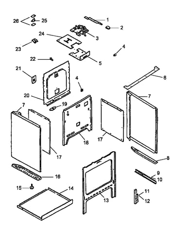 Main top and oven assembly