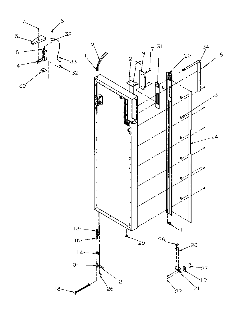 Refrigerator door hinge and trim parts