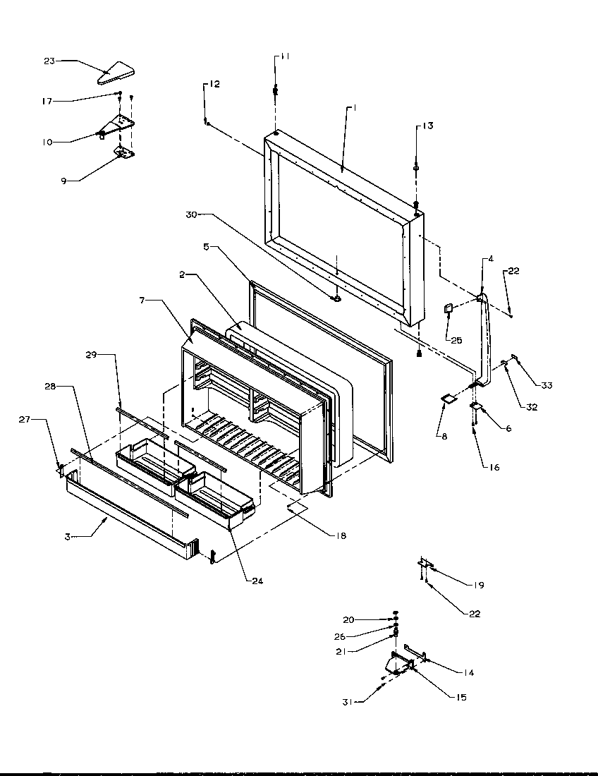 Freezer door assembly (tr22s4/p1196201we) (tr22s4/p1196201wl) (tr22s4/p1196201ww) (tr25s5/p1196401we) (tr25s5/p1196401wl) (tr25s5/p1196401ww) (tri22s4/p1196301we) (tri22s4/p1196301wl) (tri22s4/p1196301ww)