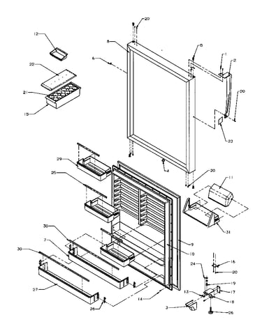 Refrigerator door assembly (tx22s3/p1196001we) (tx22s3/p1196001wl) (tx22s3/p1196001ww)