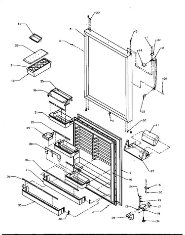 Refrigerator door assembly (tr22s4/p1196201we) (tr22s4/p1196201wl) (tr22s4/p1196201ww) (tr25s5/p1196401we) (tr25s5/p1196401wl) (tr25s5/p1196401ww) (tri22s4/p1196301we) (tri22s4/p1196301wl) (tri22s4/p1196301ww)
