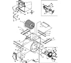 Amana GUD090X35B/P1208004F blower assembly and drain tubes diagram