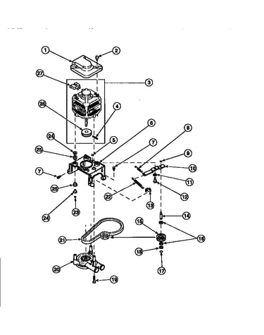Motor, mounting bracket, belt, pump and idler assembly (awm270w2/pawm270w2)