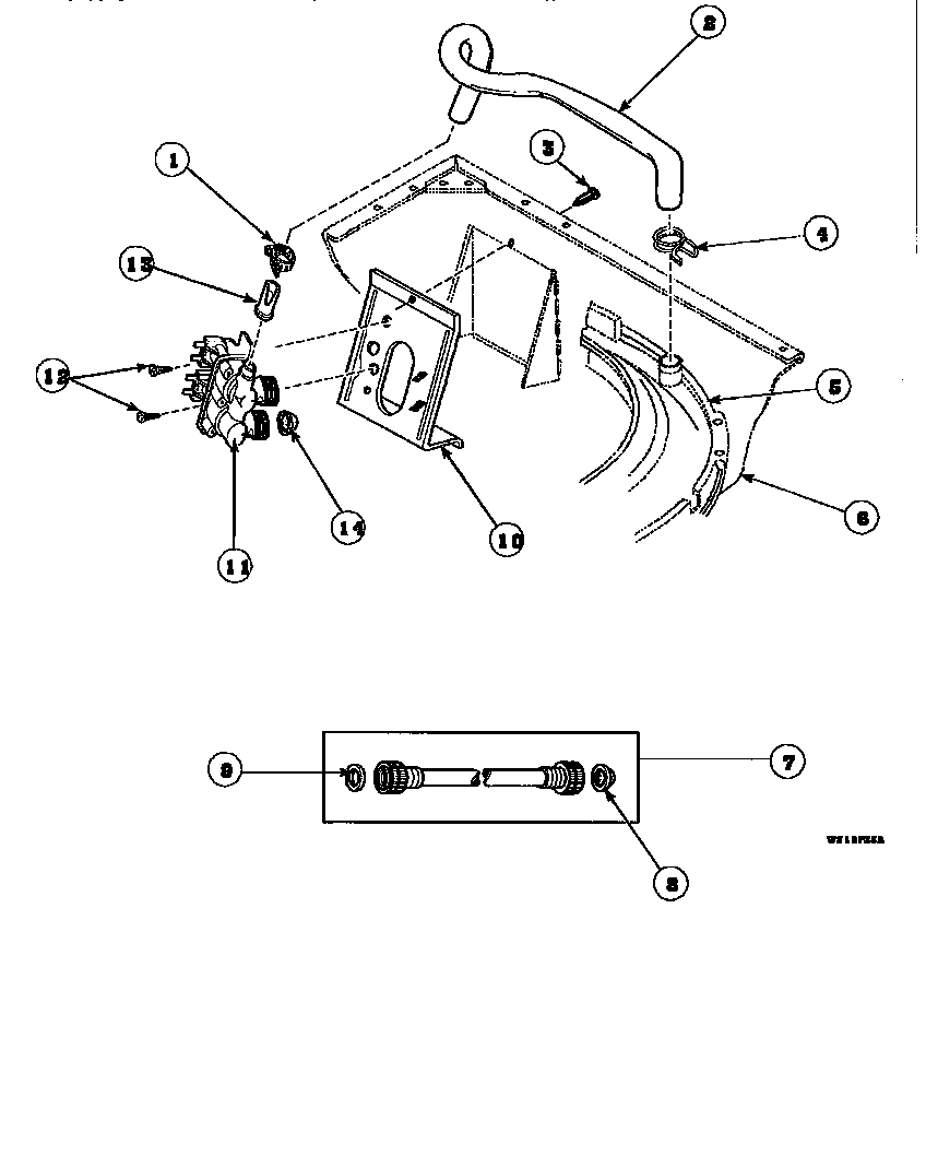 INLET HOSE, FILL HOSE, MIXING VALVE MOUNTING BRACKET (AWM270W2/PAWM270W2)