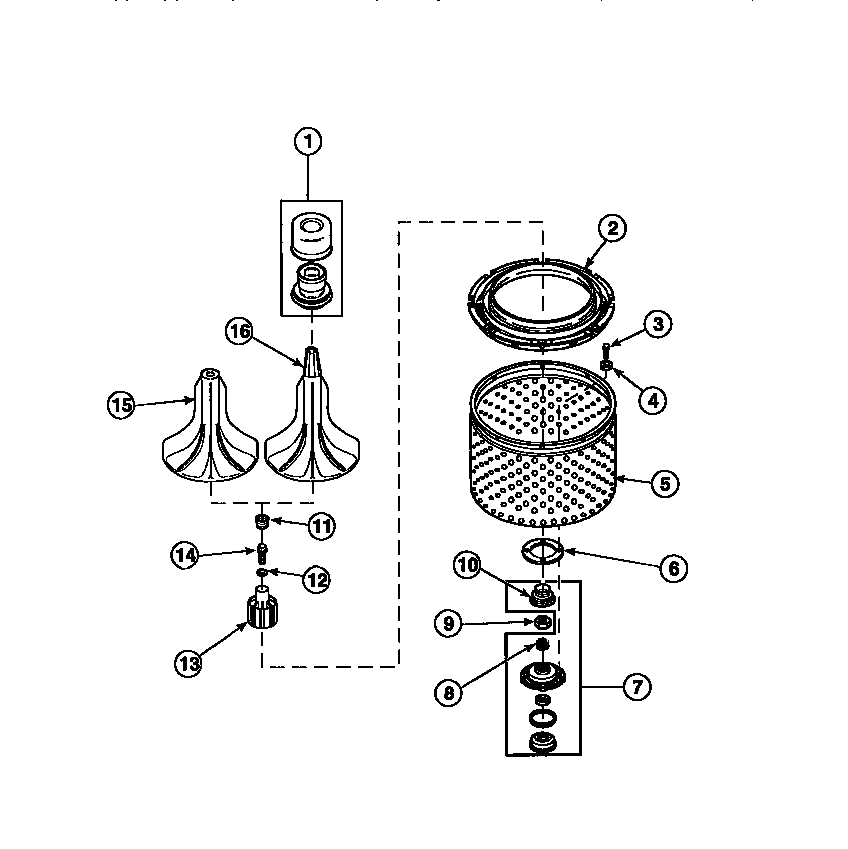 AGITATOR, DRIVE BELL, SEAL KIT, WASHTUB AND HUB (AWM270W2/PAWM270W2)