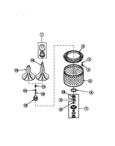 Agitator, drive bell, seal kit, washtub and hub (awm270w2/pawm270w2)