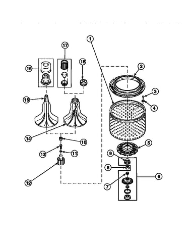 Agitator, drive bell, seal kit, washtub and hub (awm270w2/pawm270w2)