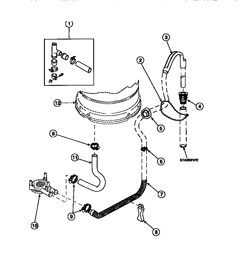 DRAIN HOSE AND SIPHON BREAK (AWM270W2/PAWM270W2)