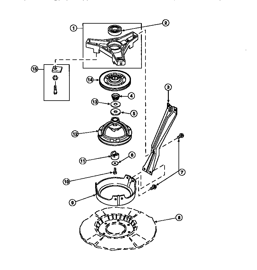 BEARING HOUSING, BRAKE PULLEY AND PIVOT DOME (AWM270W2/PAWM270W2)