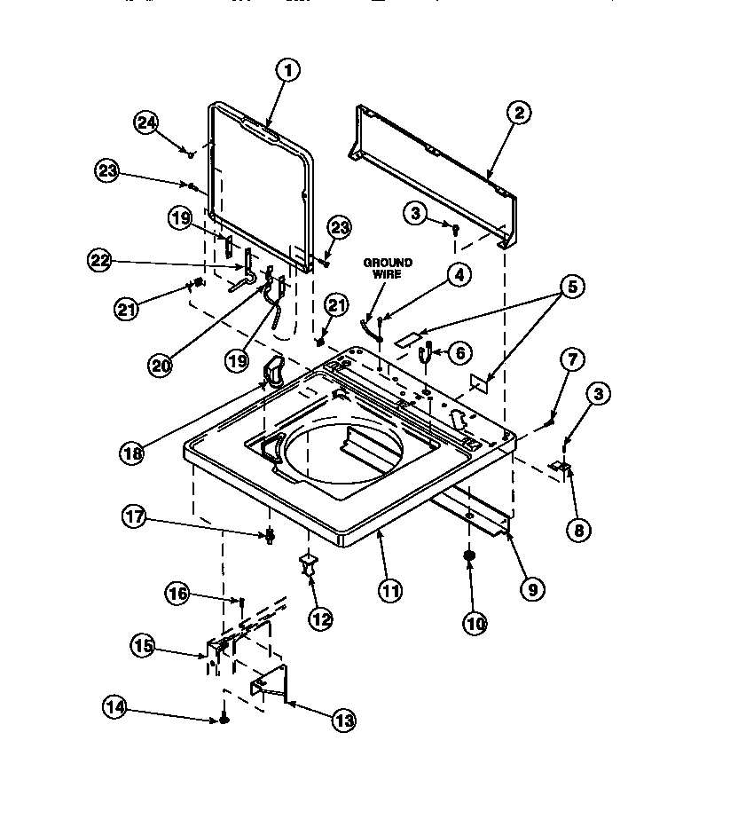 Cabinet top, loading door and control hood rear panel (cw4202w2/pcw4202w2b) (cw8202w2/pcw8202w2b) (cw8203w2/pcw8203w2b) (cw8413w2/pcw8413w2b) (lw2001w2/plw2001w2b) (lw2501l2/plw2501l2b) (lw2501w2/plw2501w2b) (lw3502l2/plw3502l2b) (lw3502w2/plw3502w2b) (lw
