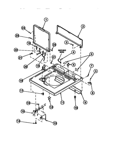 Cabinet top, loading door and control hood rear panel (cw4202w2/pcw4202w2b) (cw8202w2/pcw8202w2b) (cw8203w2/pcw8203w2b) (cw8413w2/pcw8413w2b) (lw2001w2/plw2001w2b) (lw2501l2/plw2501l2b) (lw2501w2/plw2501w2b) (lw3502l2/plw3502l2b) (lw3502w2/plw3502w2b) (lw