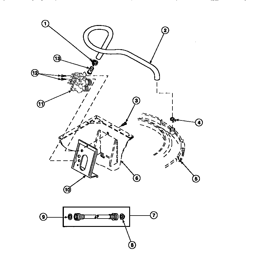 Inlet hose, fill hose and mixing valve mounting bracket (cw4202w2/pcw4202w2b) (cw8202w2/pcw8202w2b) (cw8203w2/pcw8203w2b) (cw8413w2/pcw8413w2b) (lw2001w2/plw2001w2b) (lw2501l2/plw2501l2b) (lw2501w2/plw2501w2b) (lw3502l2/plw3502l2b) (lw3502w2/plw3502w2b) (