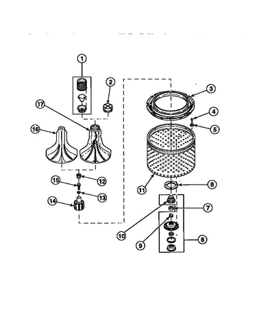 Agitator, drive bell, seal kit, washtub and hub (lw8203w2/plw8203w2b) (lw8252l2/plw8252l2b) (lw8252w2/plw8252w2b) (lw8303l2/plw8303l2b) (lw8303w2/plw8303w2b) (lw8312l2/plw8312l2b) (lw8312w2/plw8312w2b) (lw8413l2/plw8413l2b) (lw8413w2/plw8413w2b) (lw9203l2