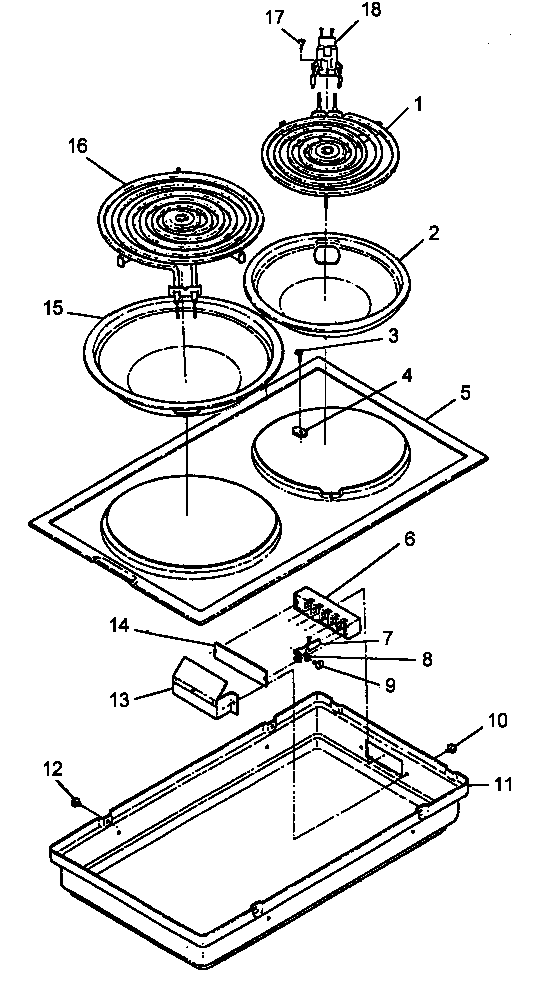 Open coil cooktop cc1ef/wf (large element in front) (/grille)