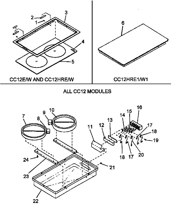 Glass cooktop module - all cc12 (cc12hre1/p1133372n) (cc12hrw1/p1133372n)