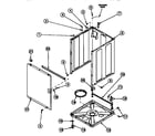 Amana LW7563W2/PLW7563W2B front panel, base assembly and cabinet assembly diagram