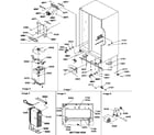 Amana SRDE27S3W-P1190602WW drain system, rollers, and evaporator assy diagram