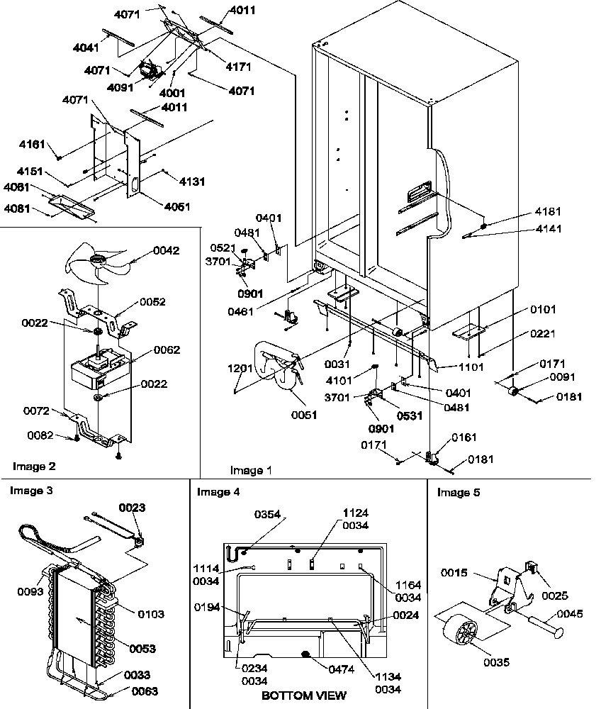 Drain system, rollers, and evaporator assy