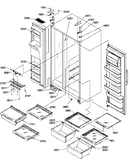 Refrigerator/freezer shelves, lights, and hinges