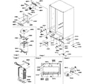 Amana SXD25S2E-P1190421WE drain system, rollers, and evaporator assy diagram