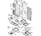 Amana SSD21SW-P1193908WW refrigeratorfreezer shelves, lights, & hinges diagram