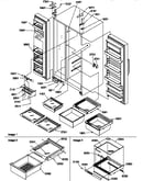 Refrigeratorfreezer shelves, lights, & hinges