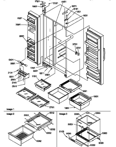 Refrigeratorfreezer shelves, lights, & hinges