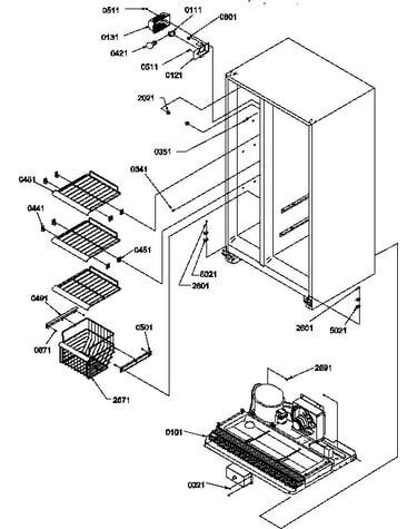Freezer shelves & light