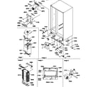 Amana SSD21SL-P1193908WL drain system, rollers, and evaporator assy diagram
