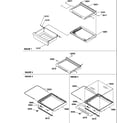 Amana SXD20TW-P1302901WW shelves, deli, and crisper assemblies diagram