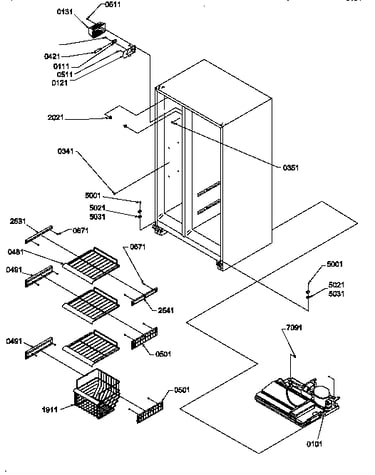Freezer shelving and light