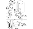 Amana SXD20TE-P1302901WE drain system, rollers, and evaporator assy diagram