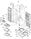 Refrigerator/freezer shelves, lights, and hinges