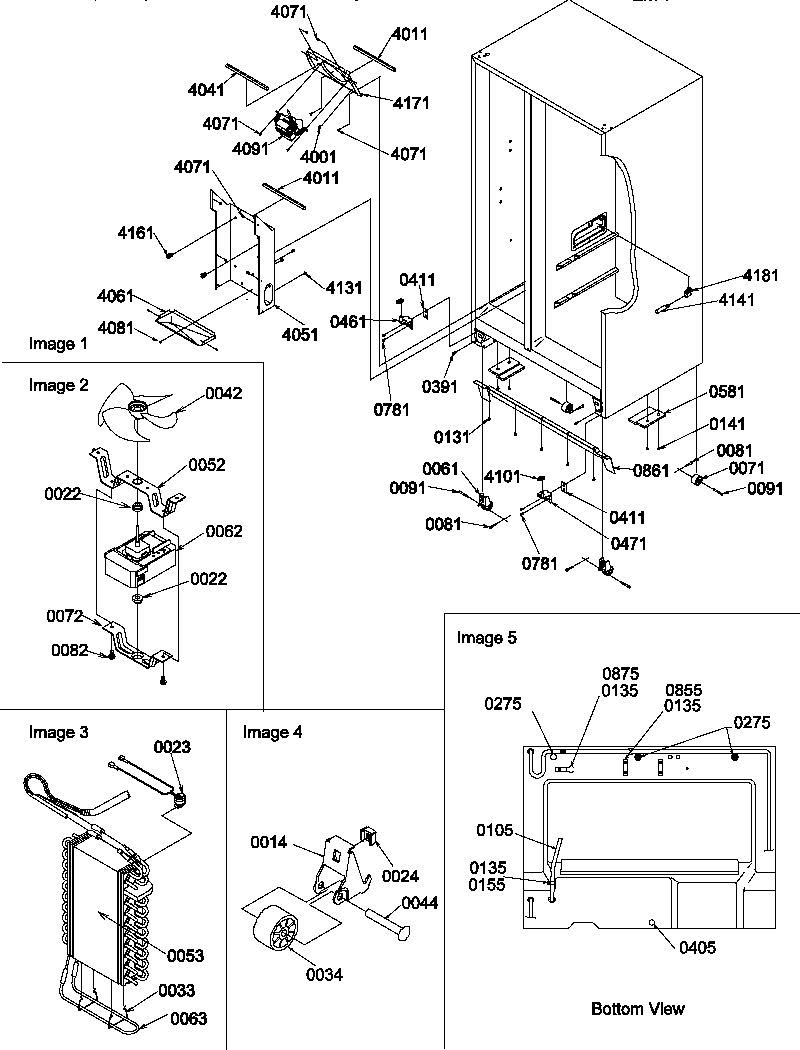 Drain system, rollers, and evaporator assy