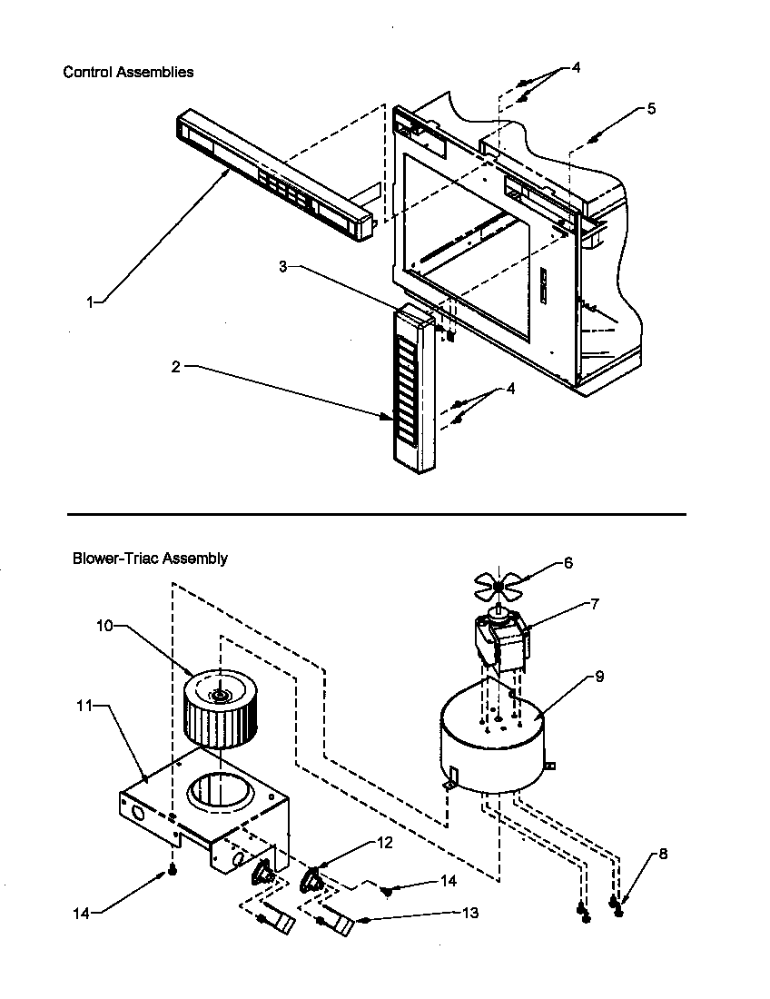 CONTROLS & BLOWER/TRIAC ASSEMBLIES