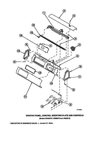 Graphic panel, control mounting plate and controls (cw4202w2/pcw4202w2a) (cw8202w2/pcw8202w2a) (cw8203w2/pcw8203w2a) (cw8413w2/pcw8413w2a) (lw2001w2/plw2001w2a) (lw2501l2/plw2501l2a) (lw2501w2/plw2501w2a) (lw3502l2/plw3502l2a) (lw3502w2/plw3502w2a) (lw350
